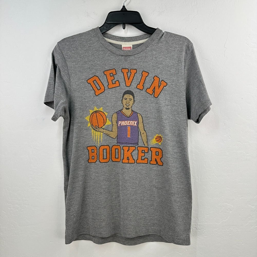 Homage Devin Booker Phoenix Suns‎ T-shirt Mens S Gray Orange Basketball NBA Fan